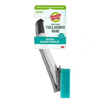 Image of Scotch Brite Swift Scrub Tub &amp; Shower Wand, Silicone, Green