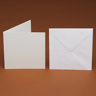 Image of 10 150MM Large Square 300gsm Blank Cards and Smooth 100gsm 6&quot; Envelopes (White 300gsm)