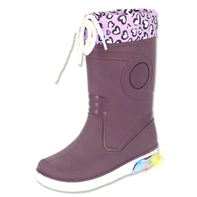 Image of Beck Boy&#039;s Girl&#039;s Blinking Valentine Rain Boot, Purple, 5 UK Child