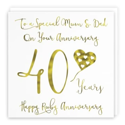 Image of Hunts England Mum And Dad Parents 40th Anniversary Card To A Special &amp; On Your 40 Years Happy Ruby Milano Collection
