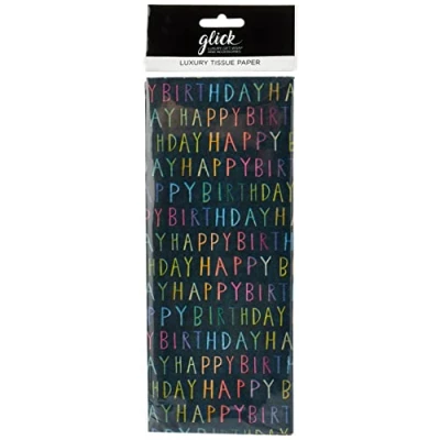 Image of Navy Happy Birthday Tissue Paper