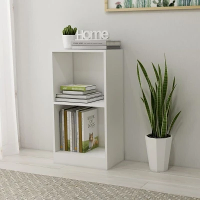 Image of VidaXL White Bookshelf Engineered Wood 2-Layer Bookcase 40x24x75 cm