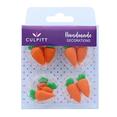 Image of Culpitt Carrot Sugar Pipings, 12 Pack Edible Cake Decorations, 2.5 Centimetre, Orange