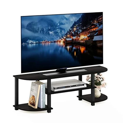 Image of Furinno Turn S Tube Wide TV Entertainment Center, Unit, Stand, Espresso/Black, 120 (W) x 40 (H) 34 (D) cm