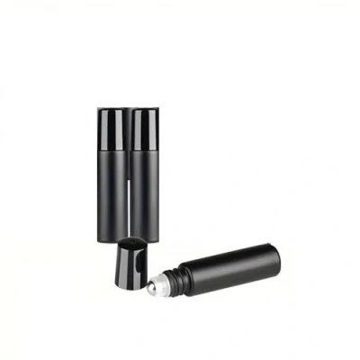 Image of CMJ 2 x 10ml Matte BLACK Roller Ball Empty Bottles Essental Oils Metal Roll On UK SELLER