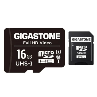 Image of [Gigastone] 16GB Micro SD Card, Full HD Video, Surveillance Security Cam Action Camera Drone, 85MB/s SDHC UHS I U1 C10 Class 10, with Adapter