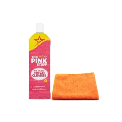 Image of Pink Stuff Versatile Liquid Cream Cleaner 500ML Household Effective for removing Grease from Hard Surfaces with Ultra Absorbent Microfibre Cleaning Cloth