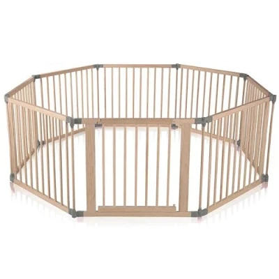 Image of Baby Vivo Playpen Foldable Portable Room Divider Child Kids Barrier Expandable Made of Wood with Door Individually Adjustable 8 Elements Premium