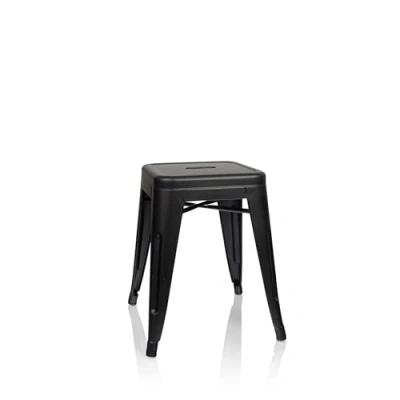 Image of hjh OFFICE 645006 Metal Stool VANTAGGIO Black matt Seating in Industry Design, Stackable, Low