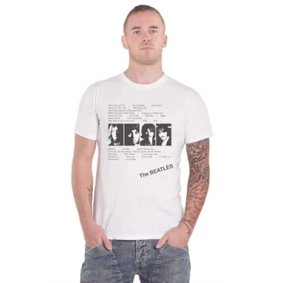 Image of Unknown Men&#039;s The Beatles White Album Tracks (Back Print) T Shirt, (White White), XXL UK