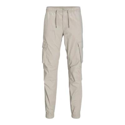 Image of JACK &amp; JONES Men&#039;s Jpstkane Jjnoah Cuffed Cargo Noos Trousers, Silver Cloud, M