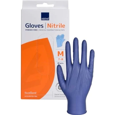 Image of Abena Blue Disposable Nitrile Gloves 10 Pairs Medium Suitable to Be Used As Food Prep Gloves, Heavy Duty Rubber Medical Cleaning and PPE