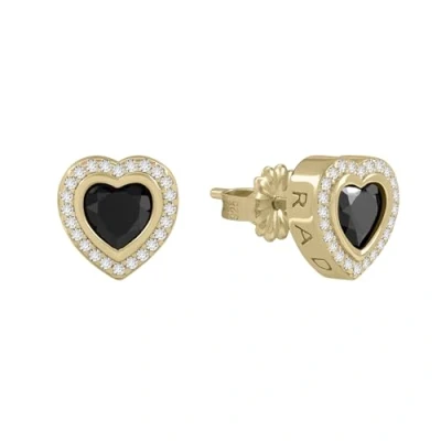Image of Radley Womens 18ct Gold Plated Sterling Silver Black Heart Stone Set Stud Earring