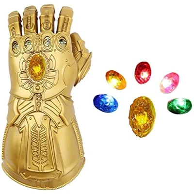 Image of Infinity Gauntlet Thanos Gloves LED Light Up Removable Gemstone Cosplay Halloween Prop PVC Adults (Kids)