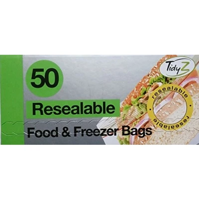 Image of Tidyz 100 Resealable Food &amp; Freezer Bags /2 Packs of 50, Black, 10 x cm