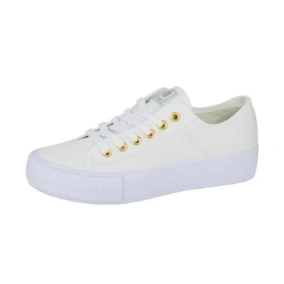Image of Dek Womens 6 Eye Soft Canvas Plimsol Shoe White UK 4