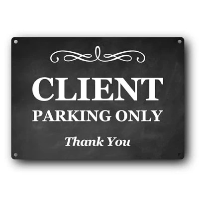 Image of Client Parking Only Sign Black A4 Aluminium Composite Private Notice Business No Metal with Four Screw Holes for Easy Installation 297mm x 210mm 3mm