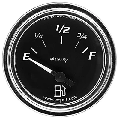 Image of Equus 7362 2&quot; Fuel Level Gauge, Chrome with Black Dial
