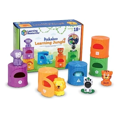 Image of Learning Resources Peekaboo Jungle Toddler, 10 Pieces, Ages 18 Months+, Toys, Baby Educational Fidget Fine Motor Skills