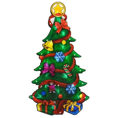 Image of Mr Crimbo Christmas Window Silhouette Light Decoration Battery Operated 46cm Tree