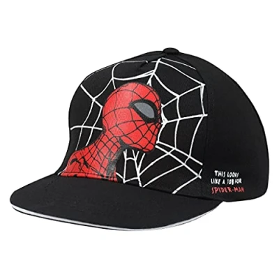 Image of Marvel Comics Spiderman Web Head Baseball Cap, Girls, One Size, Black, Official Merchandise