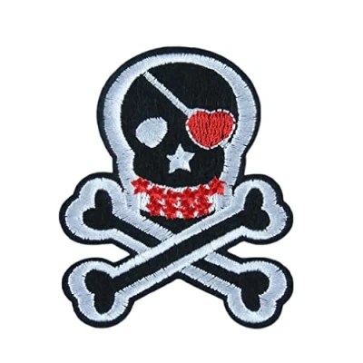 Image of Punk Skull Patch Embroidered Sew On/Iron On Patches Stickers for Decorating Clothing, Backpack, Caps, Jeans, Shoes, Jacket, Handbag DIY Decoration Accessories