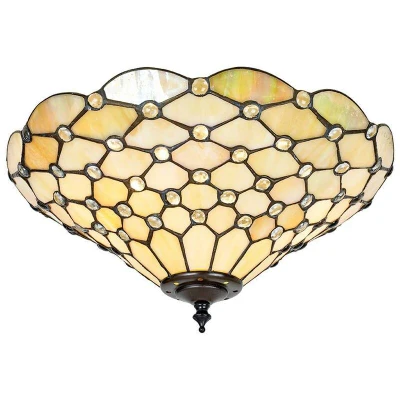 Image of Pearl 2 Light Medium Ceiling Flush Tiffany Style Glass, E27