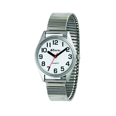 Image of Ravel Unisex Super Bold Sight Aid Watch with Big Numbers on Stainless Steel Expander Bracelet Silver Tone