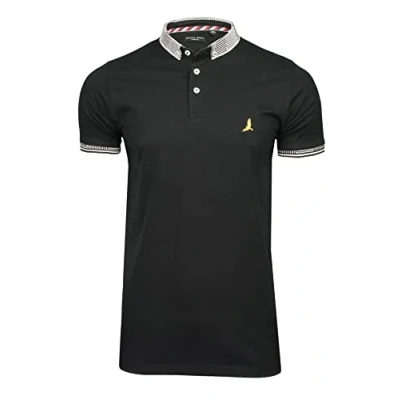 Image of BRAVE SOUL Mens Glover Polo T Shirt Cotton Short Sleeved (Black/Black) M