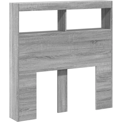 Image of vidaXL Headboard Cabinet with LED Grey Sonoma 100x17x102 cm