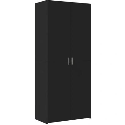 Image of vidaXL Highboard Black Storage Cabinet Engineered Wood, 80x42.5x185 cm, Modern Design for Living Room, Bedroom, Hallway