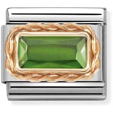 Image of Nomination Rose Gold Green Baguette Crystal Charm