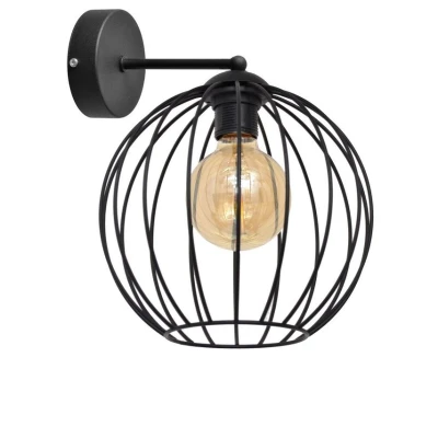 Image of HELAM Cumera wall light in black with cage shade