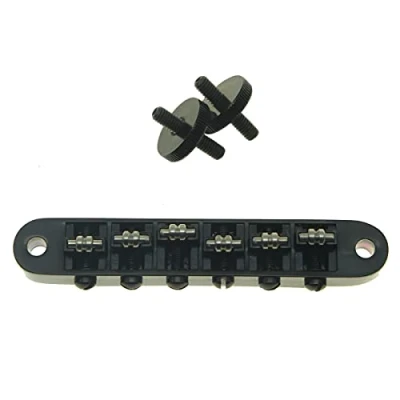 Image of Dopro Black Guitar Roller Saddle Bridge Tune O Matic For USA Les Paul,SG,ES Dot,Gretsch Bigsby T M with M4 Posts