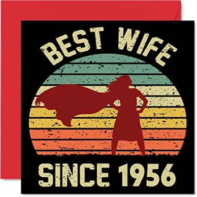 Image of 68th Anniversary Card for Wife from Husband Best Since 1956 I Love You Gifts, Happy Wedding Cards Partner, 145mm x Greeting Sixty Eighth Anniversaries