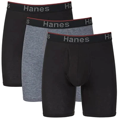 Image of Hanes Men&#039;s Comfort Flex Fit Long Leg Total Support Pouch Briefs, 3 pack Boxer Assorted, L UK