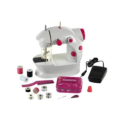 Image of Theo Klein 7901 Fashion Passion Children&#039;s Sewing Machine I With Foot Pedal, 2 Speed Settings and Lots of Accessories Dimensions: 19.5 cm x 12.5 20 Toy for Children Aged 8 Years Up, Multi Colored