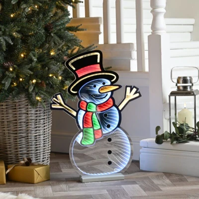Image of Samuel ALEXANDER 60cm Light up Standing Snowman Infinity Christmas Decoration with Multi Coloured LEDs