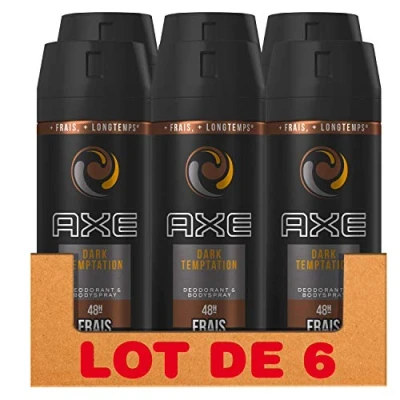 Image of Axe Dark Temptation Men&#039;s Anti Bacterial Deodorant Spray for 48 Hours Freshness, To Smell Good All Day, Against Bad Odours (Pack of 6 x 150 ml)