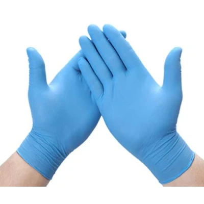 Image of Disposable Gloves, 100Pcs Vinyl Blue Powder Free, Latex Kitchen, Food Safe, Extra Strong Multi Purpose Non Sterile for All Purposes Gloves (LARGE)