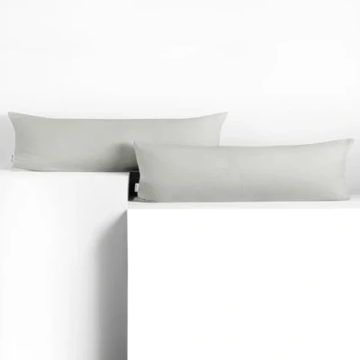 Image of DecoKing 2 Pillowcases 20 x 120 cm Jersey Cotton Zip Silver Amber