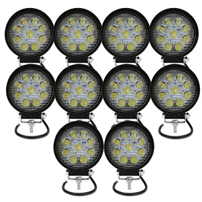 Image of AUXTINGS 10 Pcs 4 inch 27W Flood Round LED Work Light Bar Off road Trucks SUV Driving Fog Lights