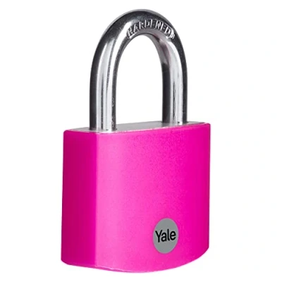 Image of Yale YE3B/50/126/1/P Standard Security 50mm Aluminium Padlock Pink Open Hardened Steel shackle 3 keys