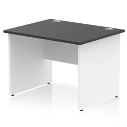 Image of Impulse 1000x800mm Straight Office Desk Black Top White Panel End Leg
