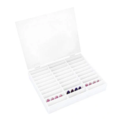 Image of Nail Art Tips Display Box, Empty Storage Box Fake Case Organizer Holder Decoration Container(White)