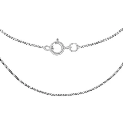 Image of Carissima Gold Women&#039;s 9 ct White 0.8 mm Diamond Cut Curb Chain Necklace of Length 46 cm/18 Inch