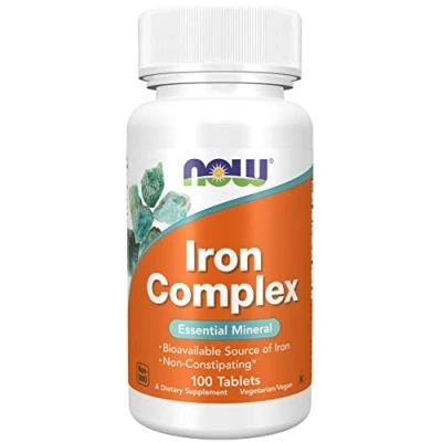 Image of Now Foods, Iron Complex, 27mg, 100 Vegan Tablets, Iron, Vitamins, Gluten Free, SOYA Vegetarian