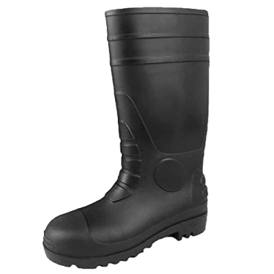 Image of Mens Wellingtons Safety Boots Steel Toe Cap Work Wellies Waterproof Industrial Construction Boots,Black,9 UK