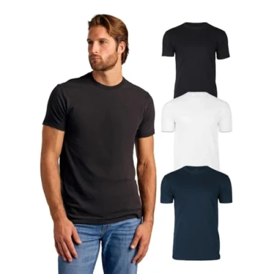 Image of True Classic Men&#039;s Crew Neck Short Sleeve T Shirt, 3 Pack Black, White, Navy, M