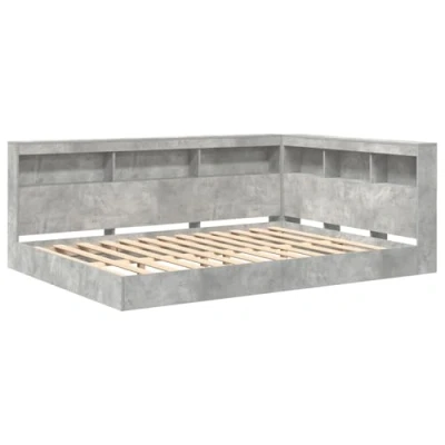 Image of vidaXL with Shelf Headboard Storage 2 pcs Concrete grey 160 x 200 cm Melamine